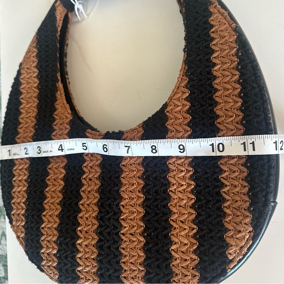 NWT STAUD Woven Raffia Moon Tote Bag - Picture 8 of 12